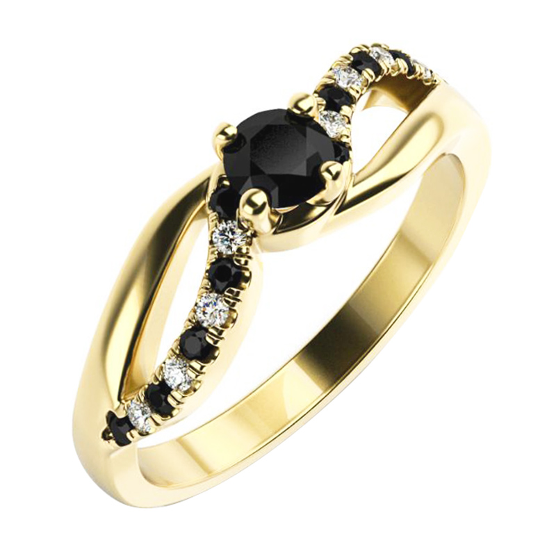 Zásnubní prsten s černými diamanty Ewie 119342