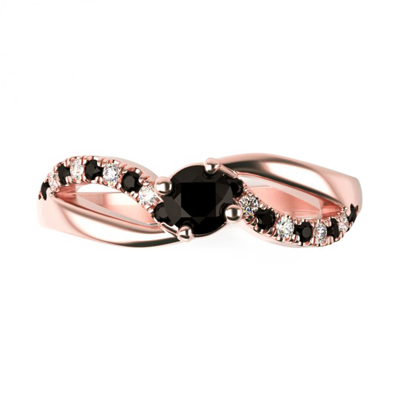 Zásnubní prsten s černými a bílými diamanty Ewie 119352