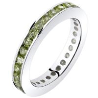 Olivínový eternity prsten ze stříbra Tadeah