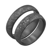 Škrábané snubní prsteny z tantalu s diamanty Azrael