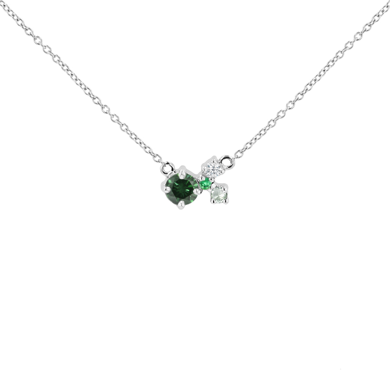 Cluster náhrdelník se zeleným diamantem a drahokamy Millie 124672