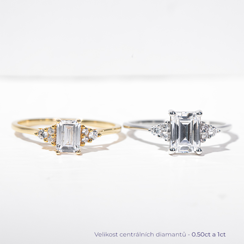 Zásnubní prsten s emerald diamantem Miha 125952
