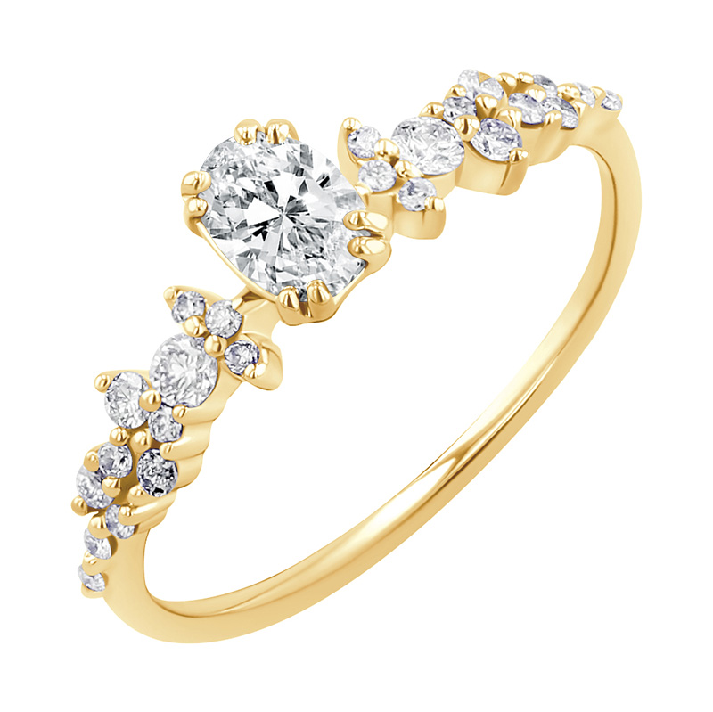 Zásnubní prsten s moissanitem a lab-grown diamanty Mica 126662