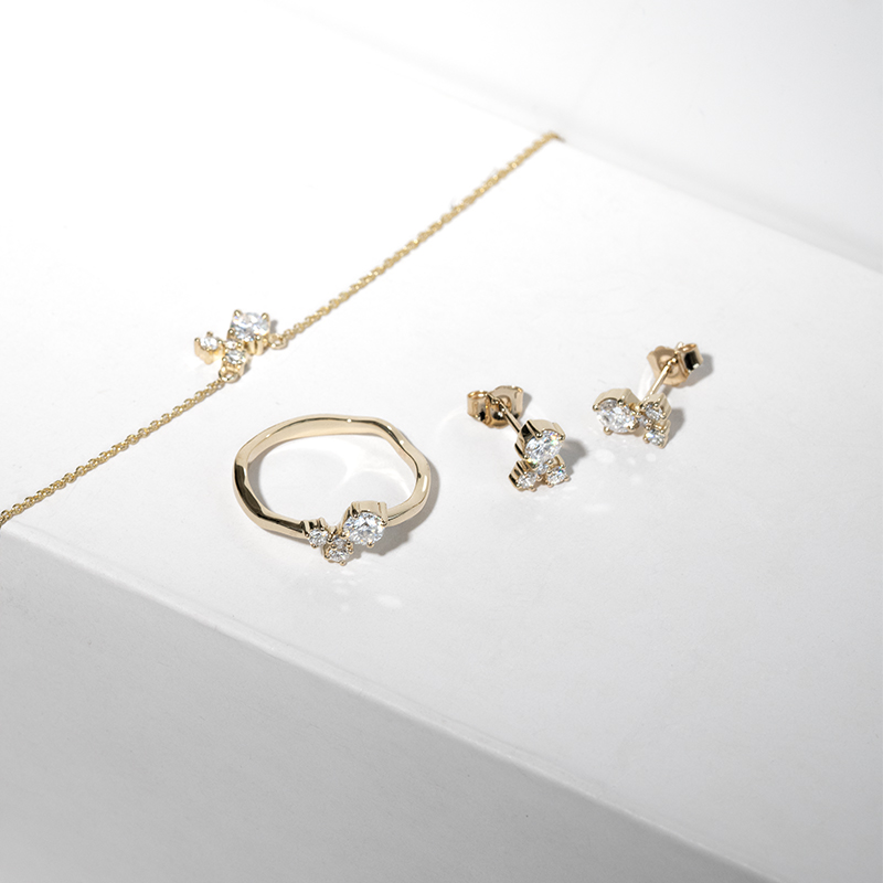 Cluster náhrdelník s moissanitem a lab-grown diamanty Millie 126932