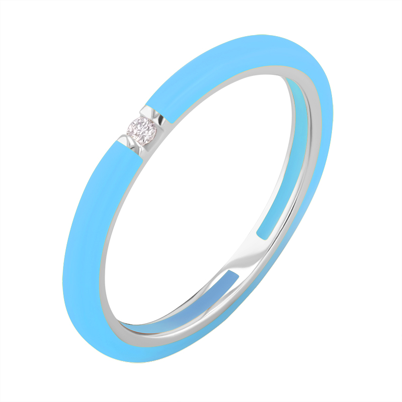 Modrý keramický prsten s diamanty Cecelia