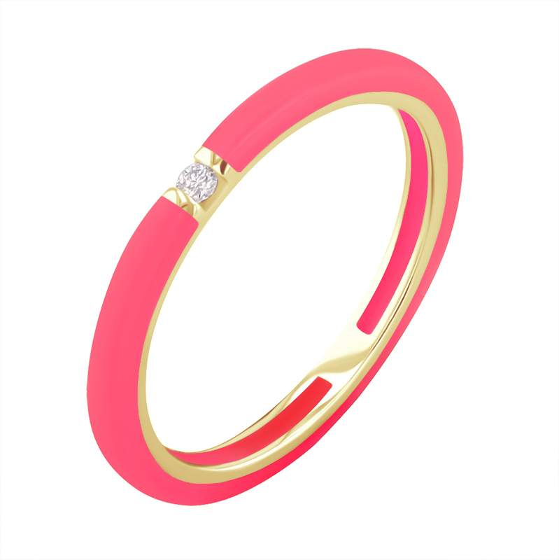 Růžový keramický prsten s diamanty Cecelia 128742