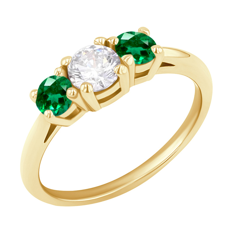 Zásnubní prsten s diamantem a smaragdy Rita 129832