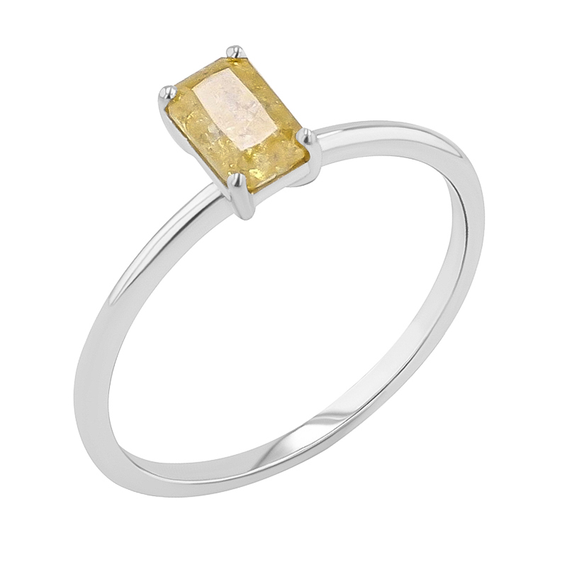 Zlatý prsten se žlutým emerald salt and pepper diamantem Olson