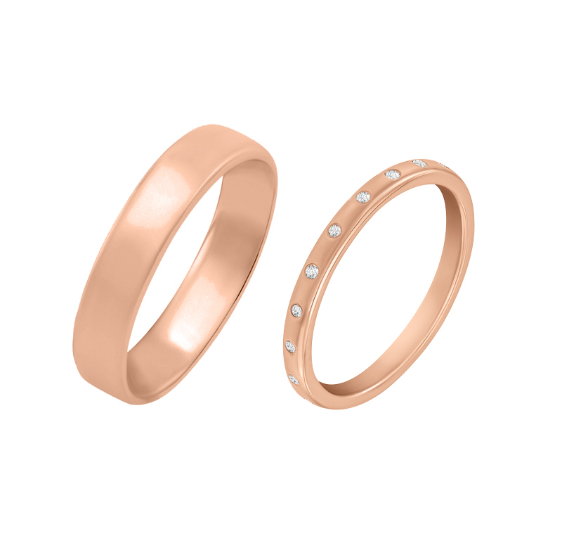 Zlatý eternity snubní prsten s lab-grown diamanty a komfortní pánský Miomi