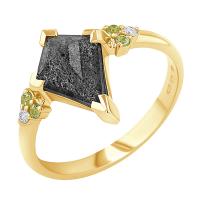 Neobyčejný prsten s dendritickým quartzem a olivínem Kettil
