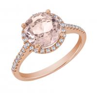 Prsten z růžového zlata s morganitem a diamanty Xana