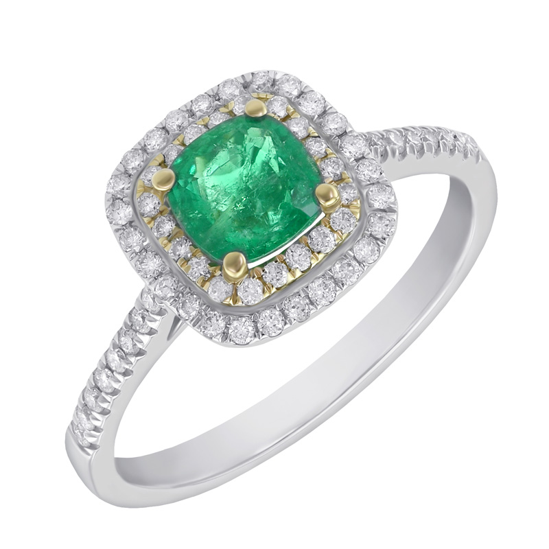 Prsten ze dvou druhů zlata se smaragdem a diamanty Vicente