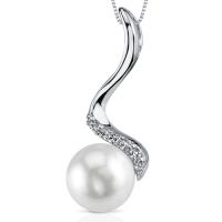 Přívěsek s bílou perlou a zirkony ze stříbra Phyla