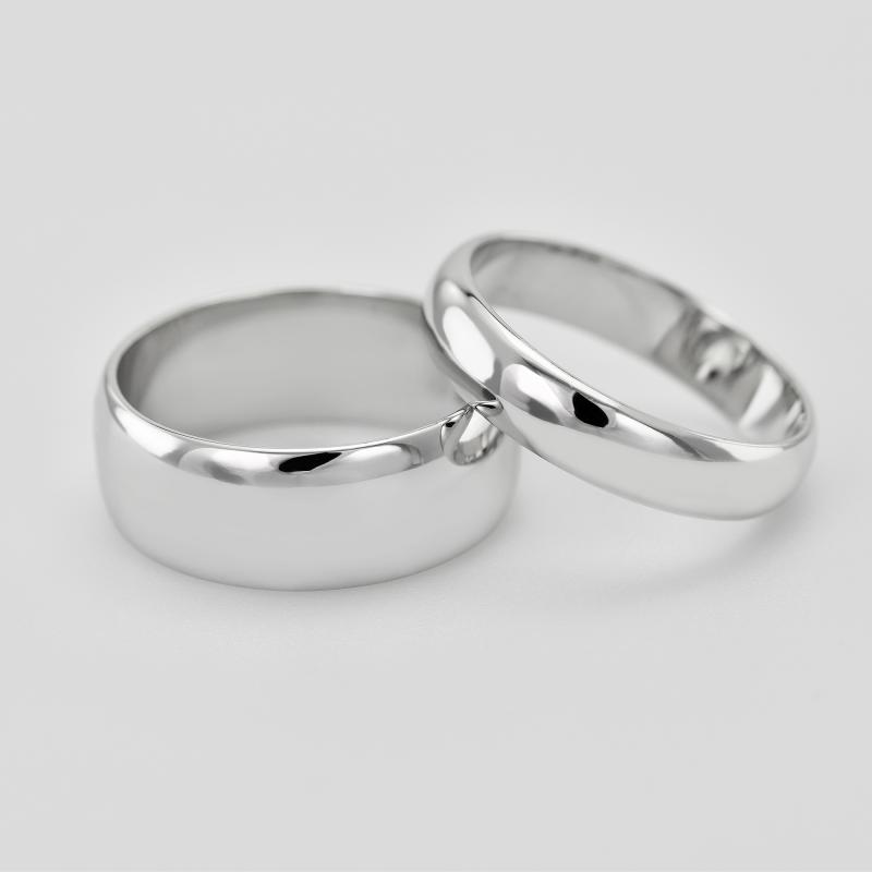 Půlkulaté snubní prsteny z bílého zlata 22802
