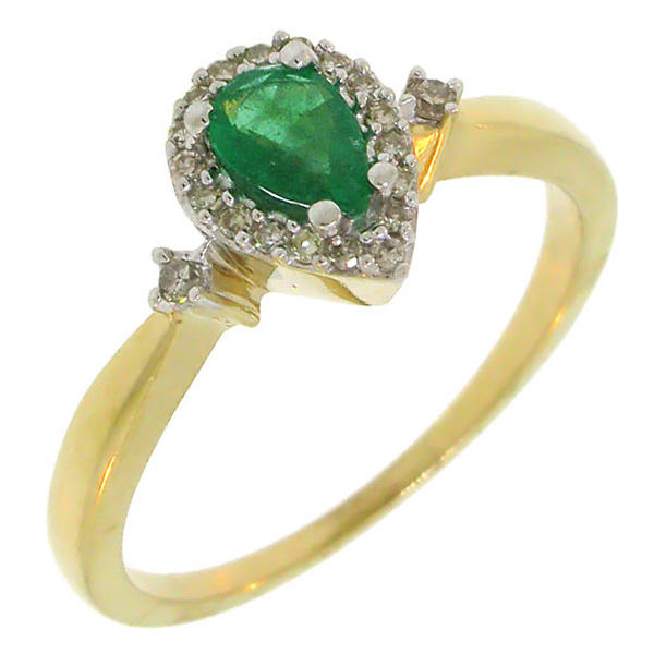 Smaragdový zlatý prsteň s diamantmi 2382