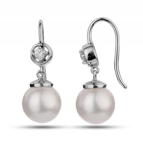Diamantové náušnice s perlami