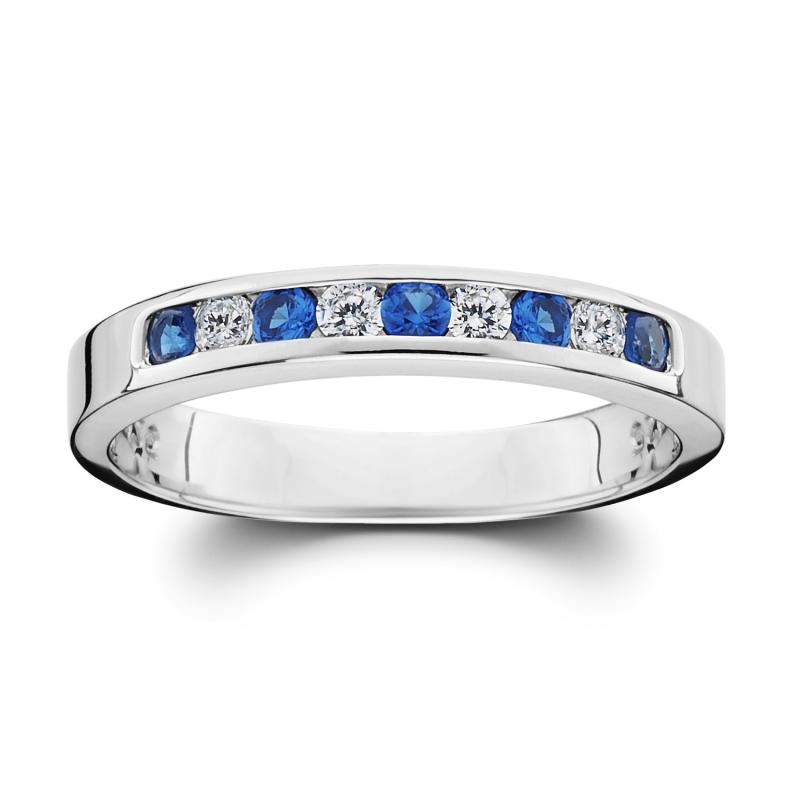 Snubní prsten se safíry a diamanty 2652