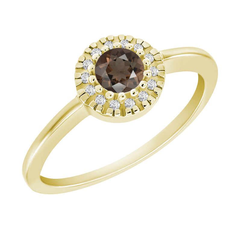 atý zásnubní prsten s kouřovým quartzem a diamanty Taetis 29162
