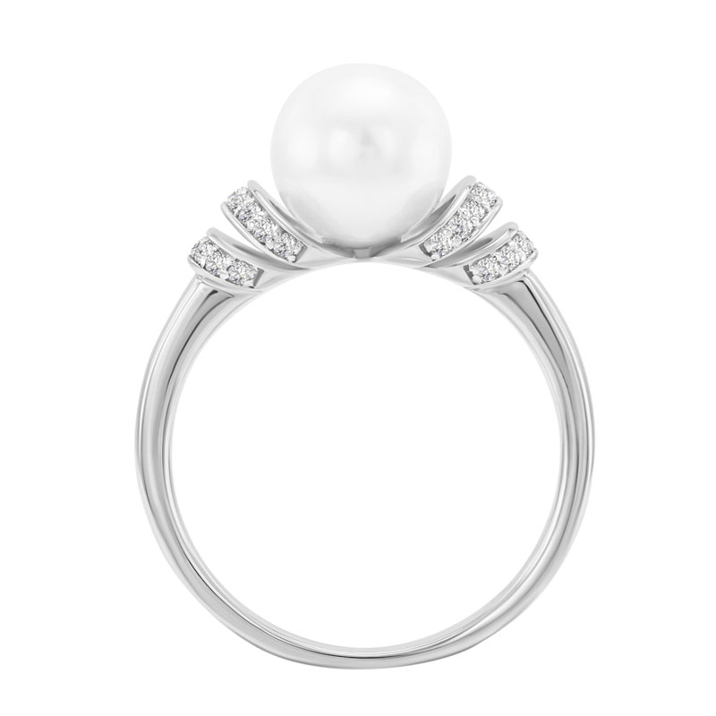 Perlový prsten s diamanty 30932