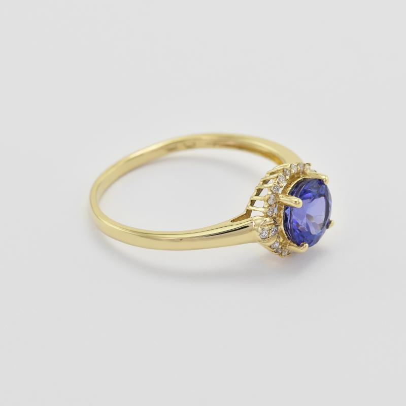 Tanzanitový zlatý prsten s diamanty 31842