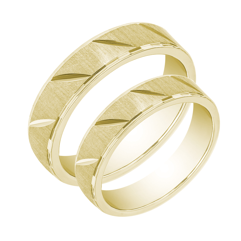 Snubní matné prsteny ze zlata s vroubky 33712