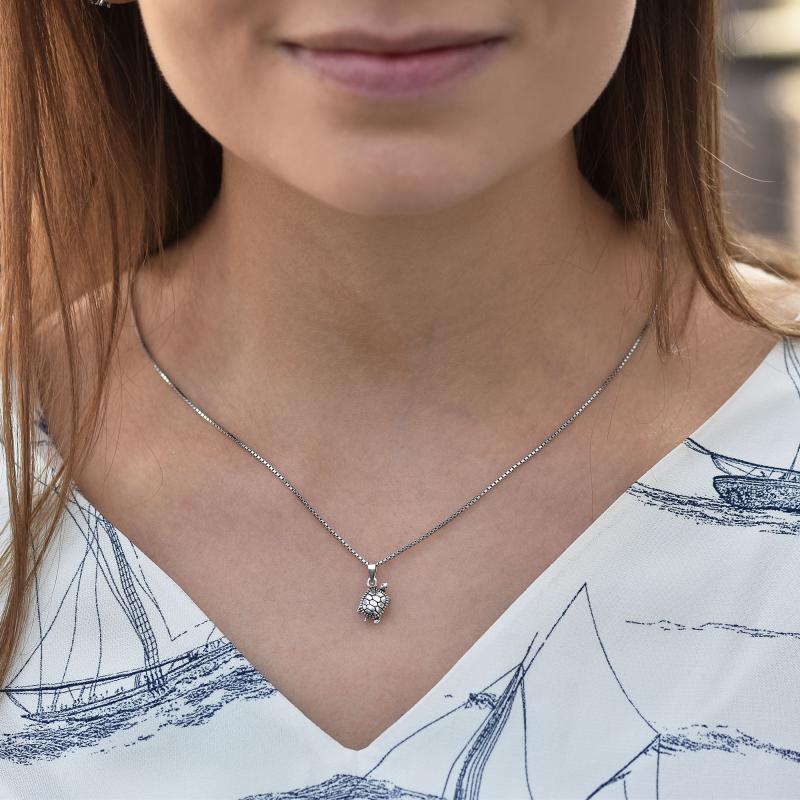 Stříbrný náhrdelník s želvou Turtle 35822