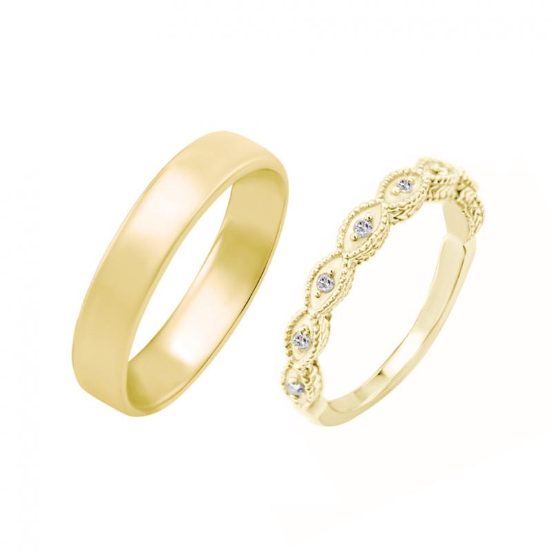 Snubní zlaté prsteny s diamanty 36592