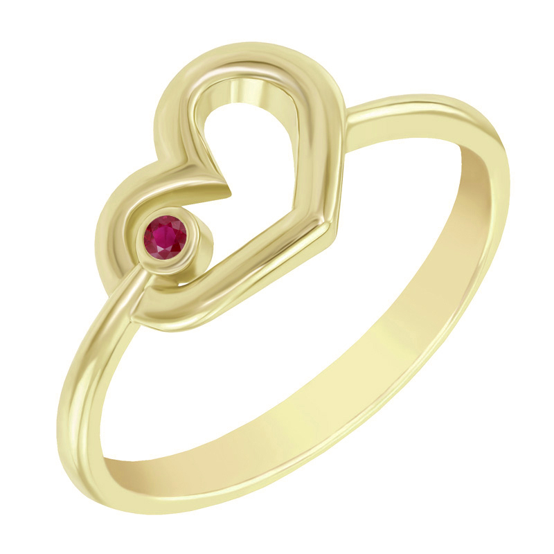 Zlatý srdíčkový prsten s rubínem Balante