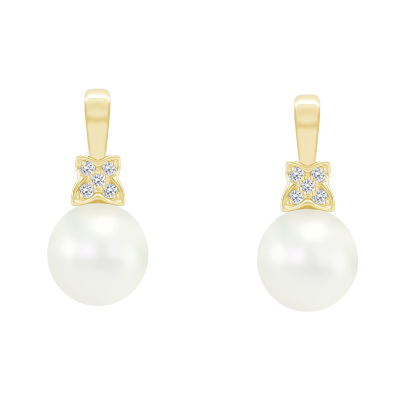 Zlaté perlové náušnice s diamanty 41202