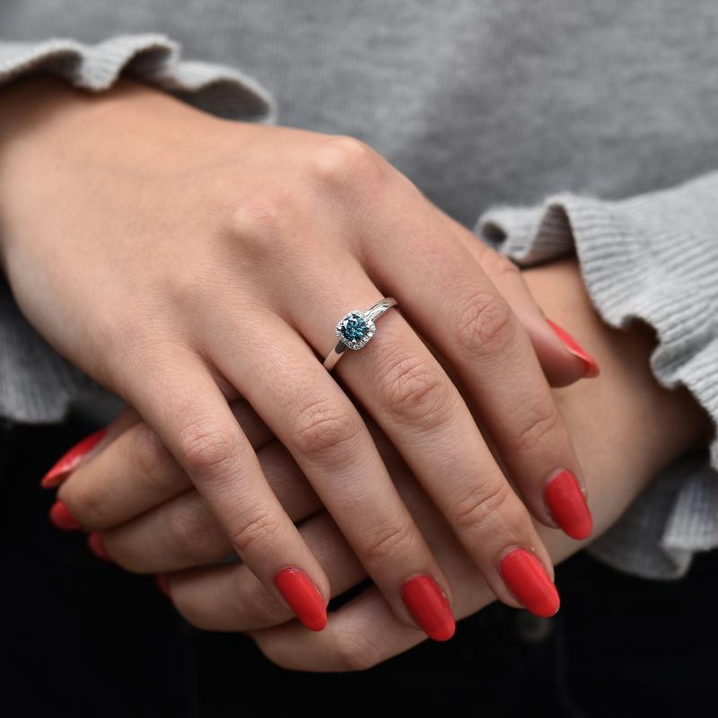 Zásnubní prsten s modrým diamantem 42682