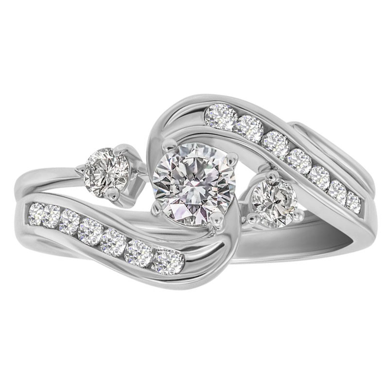 Originální kombinace zásnubního a snubního prstenu s diamanty Julia