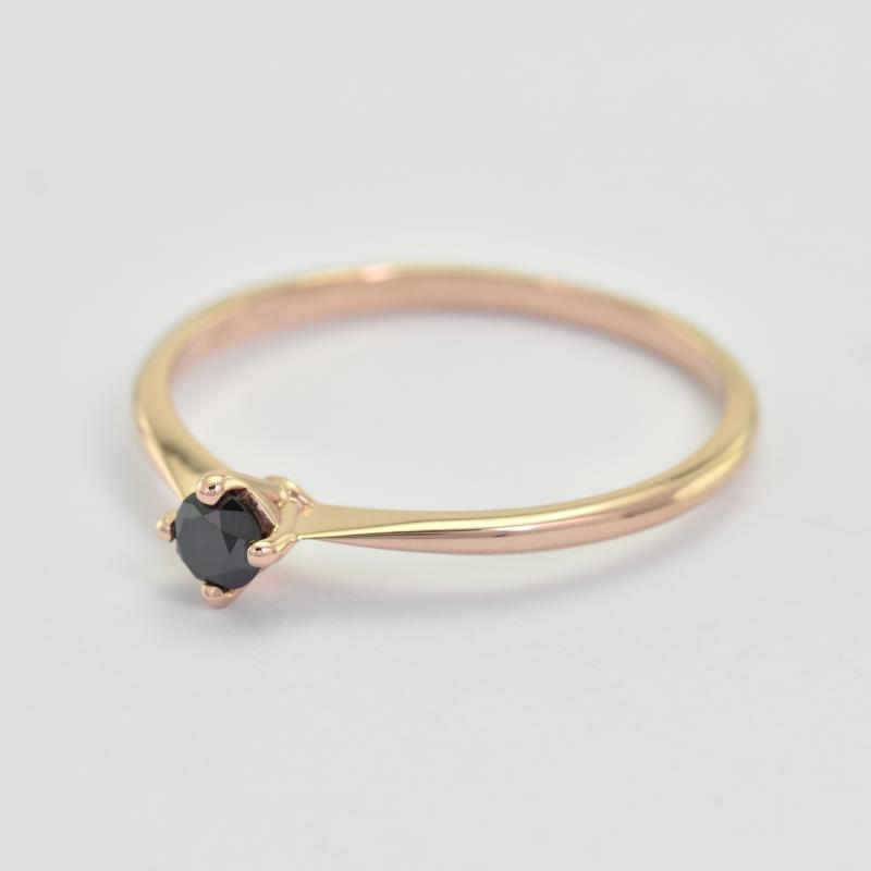 Zásnubní zlatý prsten s černým diamantem 44372