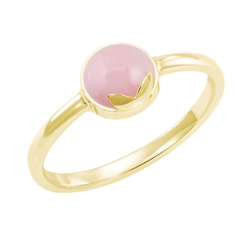 Zlatý prsten s cabochon růžovým opálem Liona