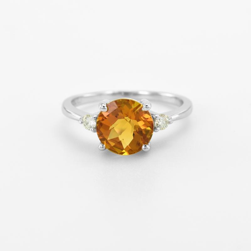 Zlatý prsten s citrínem a diamanty 46892