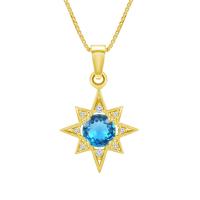Stříbrný náhrdelník s topazem a zirkony ve tvaru hvězdy Berilo