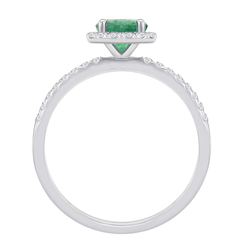 Smaragdový halo zásnubní prsten s diamanty Toppy