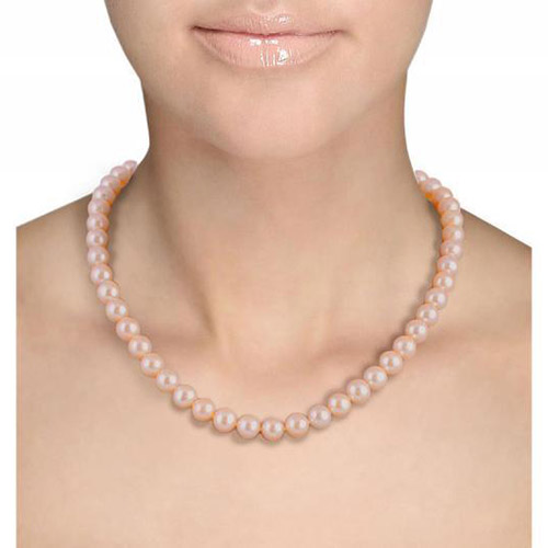 Zlatý náhrdelník s broskvovými perlami 48702