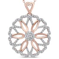 Diamantový květ se srdíčky ve zlatém náhrdelníku Janeane