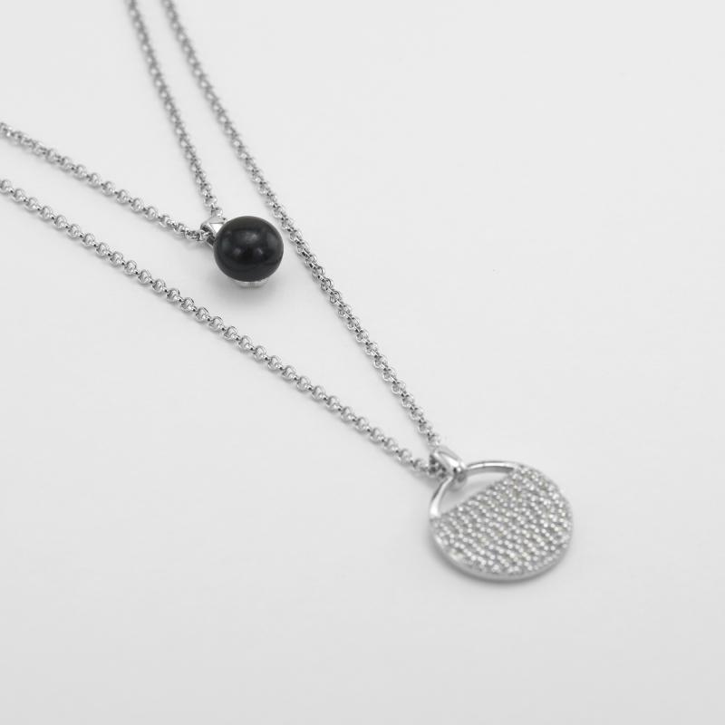 Náhrdelník s černou perlou a zirkony 51712