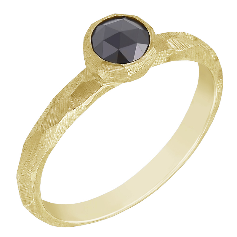 Zlatý prsten s černým diamantem 51912
