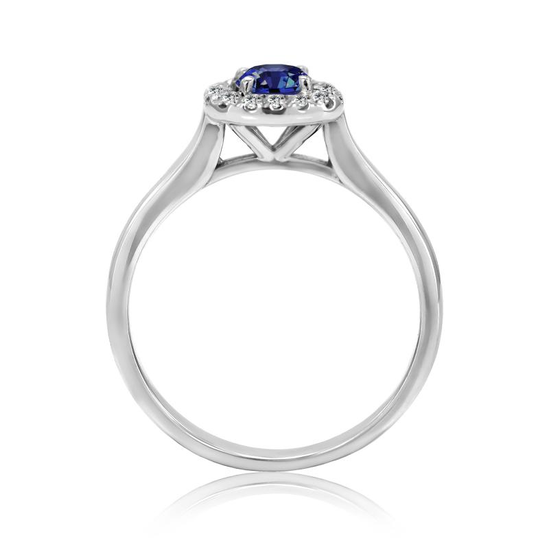 Zásnubní prsten z bílého zlata s modrým safírem Giada