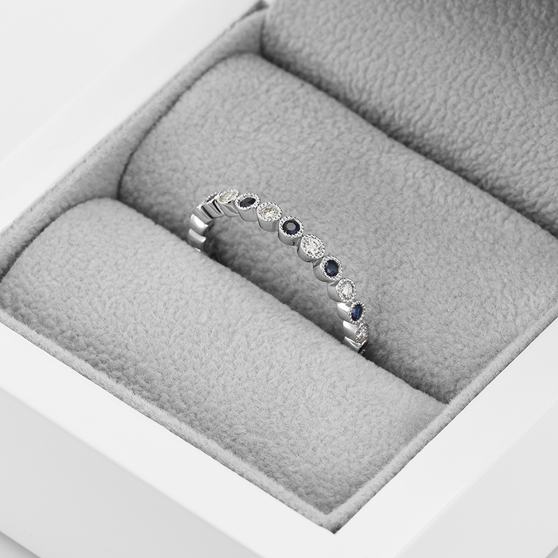 Dámský prsteň s diamantmi a zafírmi 58632