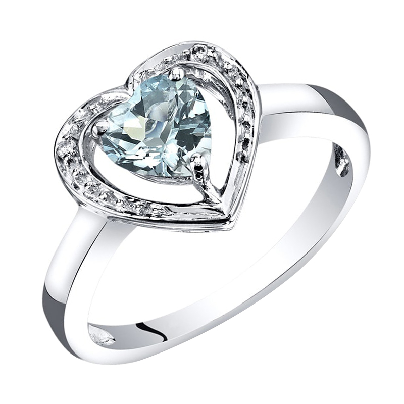 Zlatý prsten s akvamarínovým srdcem a diamanty Parvin
