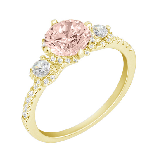 Zlatý zásnubní prsten s diamanty a s morganitem 59292