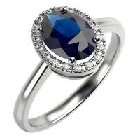 Safírově modrý prsten s diamanty Arya