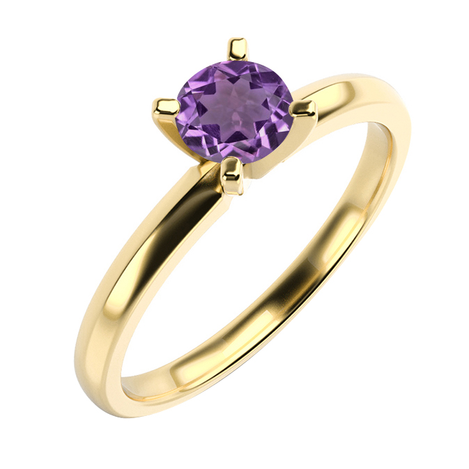 Zlatý zásnubný prsteň s ametystom 59462