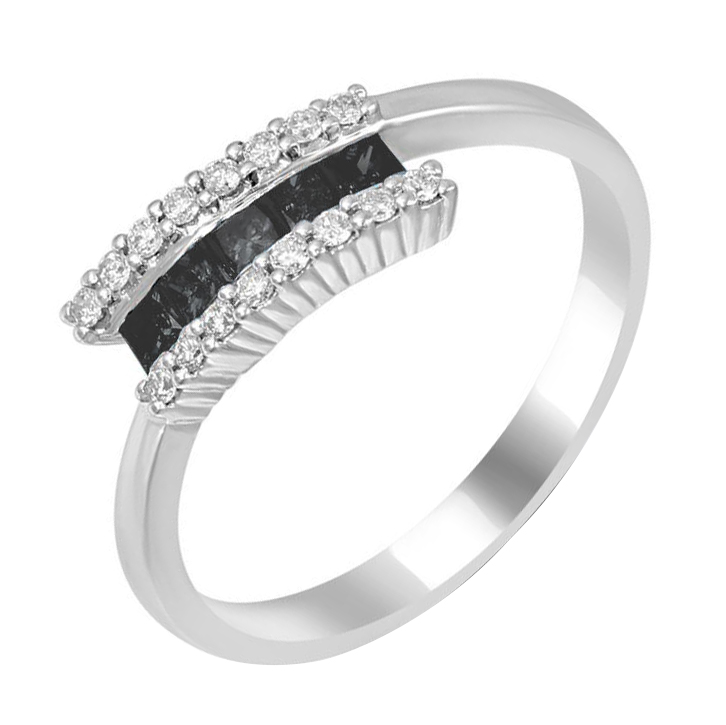 Prsten s černými princess diamanty