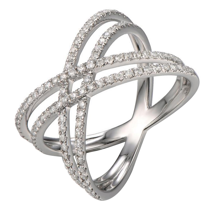 Dvojitý eternity prsten z bílého zlata s diamanty Nyoko