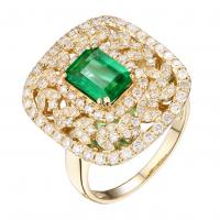 Zlatý prsten se smaragdem a diamanty Dawix