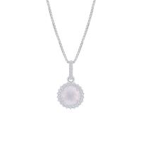 Stříbrný halo náhrdelník s růženínem Addie